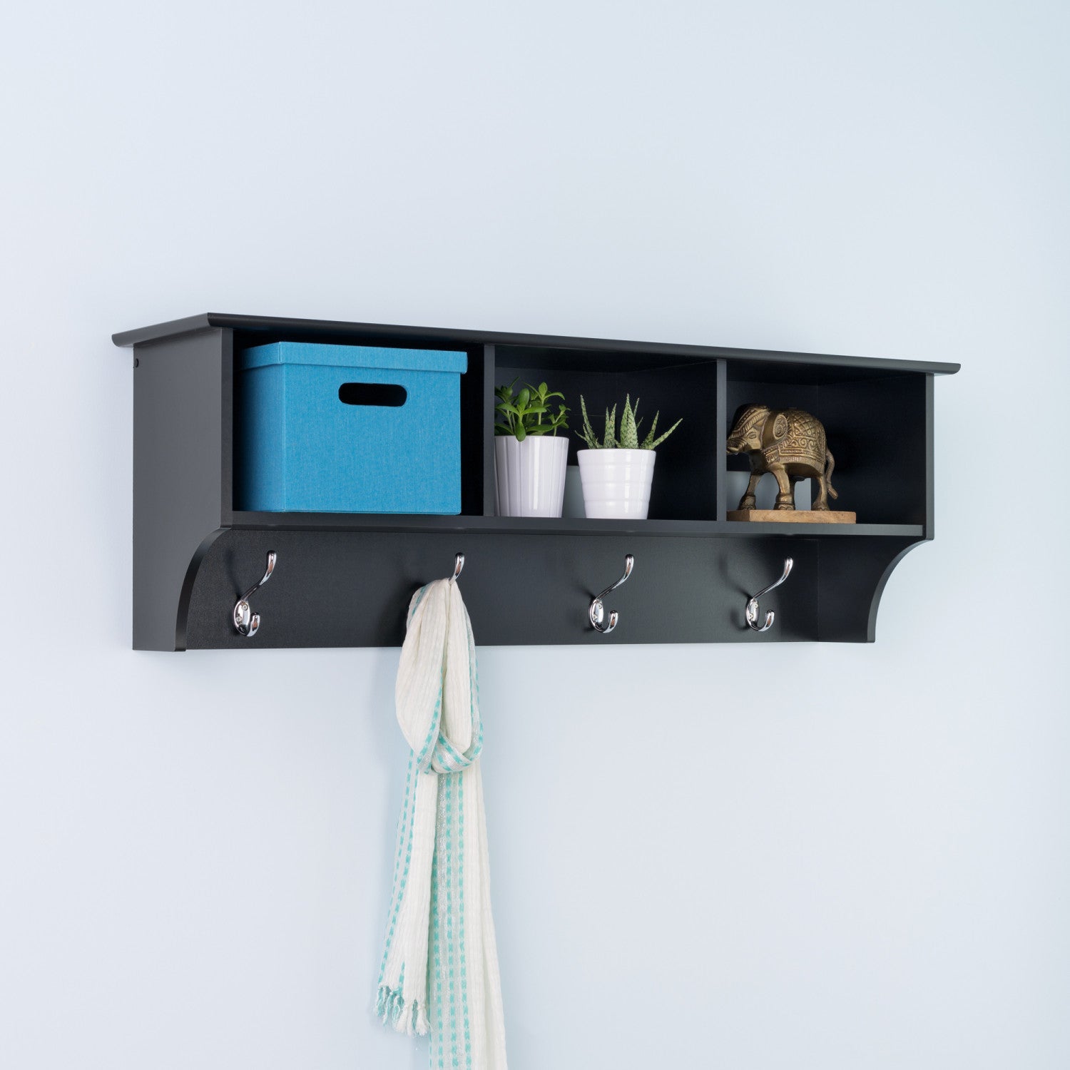 48-Inch Black Hanging Entryway Shelf - Ideal for Tablette murale d’entrée