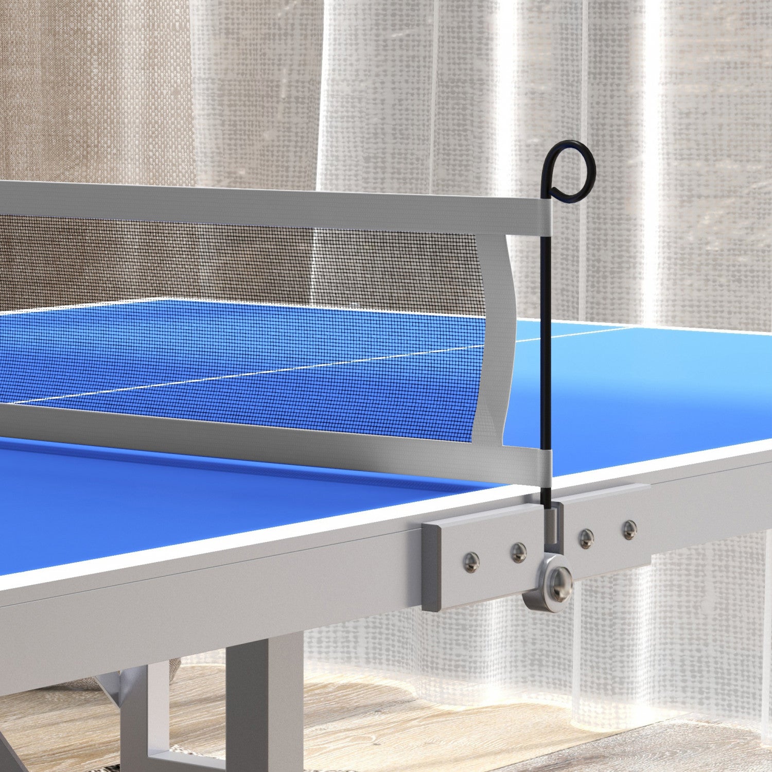 Soozier Outdoor/Indoor Blue Ping Pong Table Set with Net, Paddles, and Balls