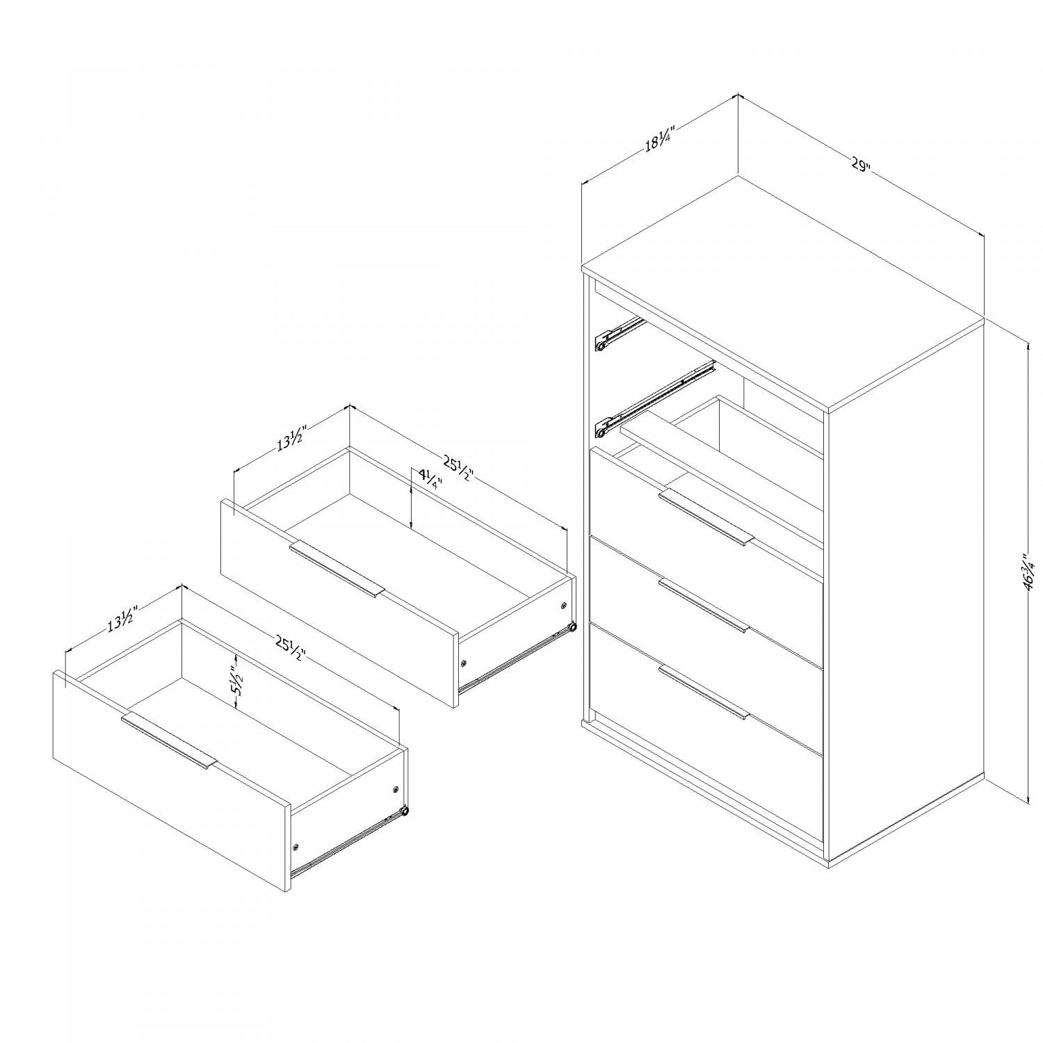 Hourra 5-Drawer Chest - Natural Elm and White Vertical Commode
