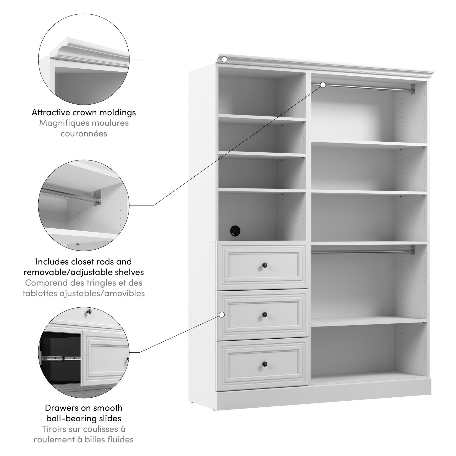 Bestar's 61 W White Versatile Closet Organizer System