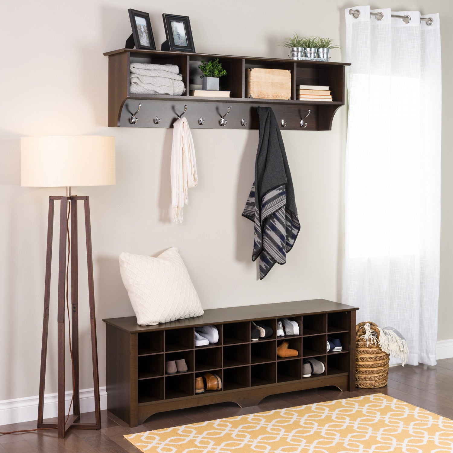 Espresso Hanging Entryway Shelf - A Stylish Tablet for the Entrance