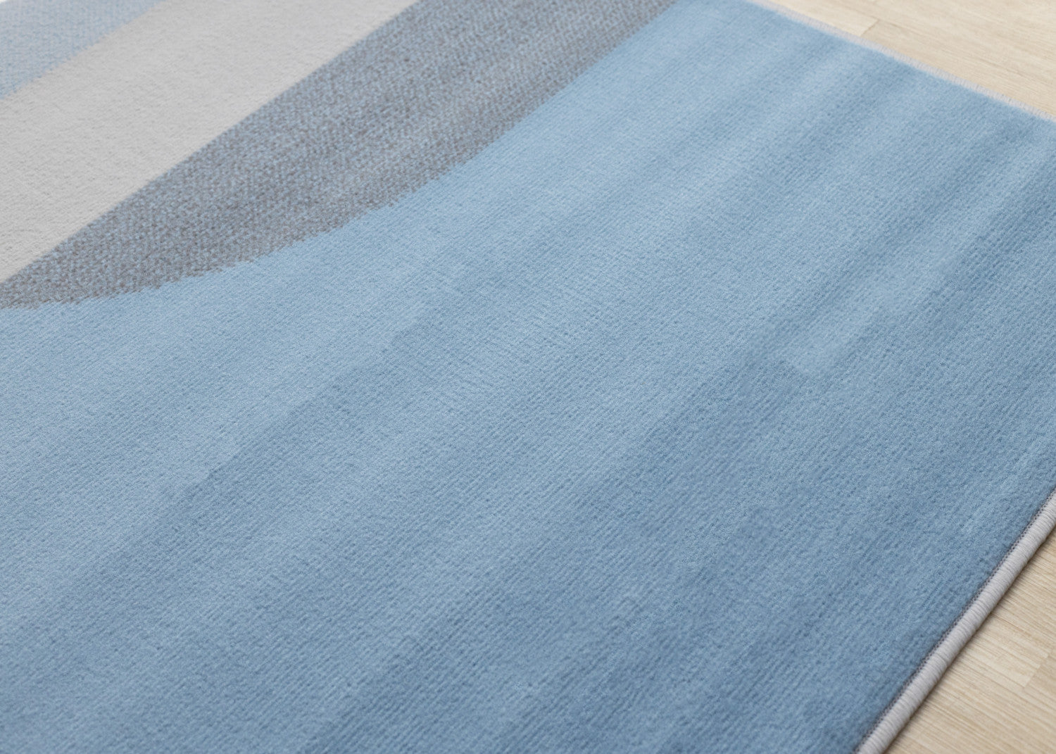 5'3" x 7'5" Geometric Area Rug in Forte Blue, Grey, and White with Half-Circles Design