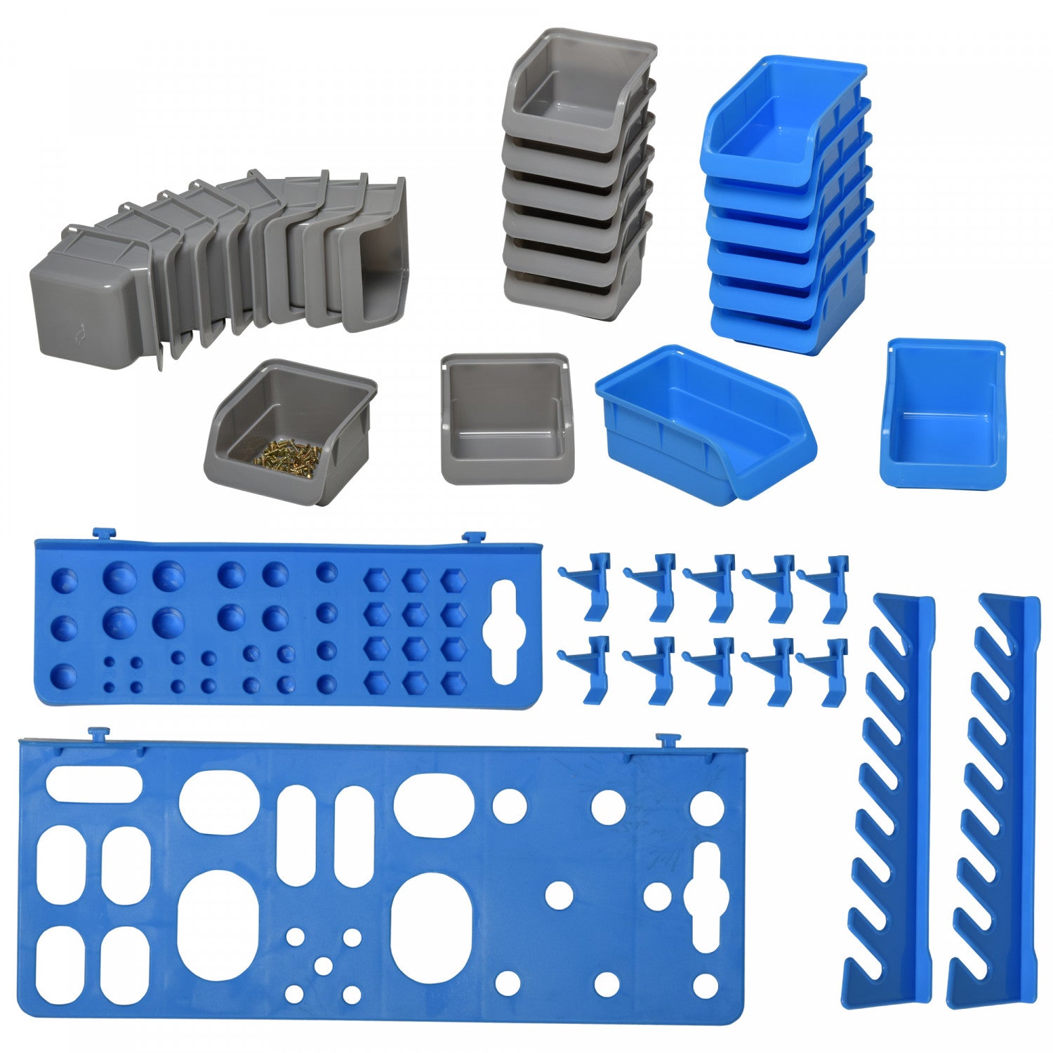 Durhand 44-Piece Blue Wall-Mounted Tool Storage Bins (Durhand Ensemble De Rangement D'outils Bleu)