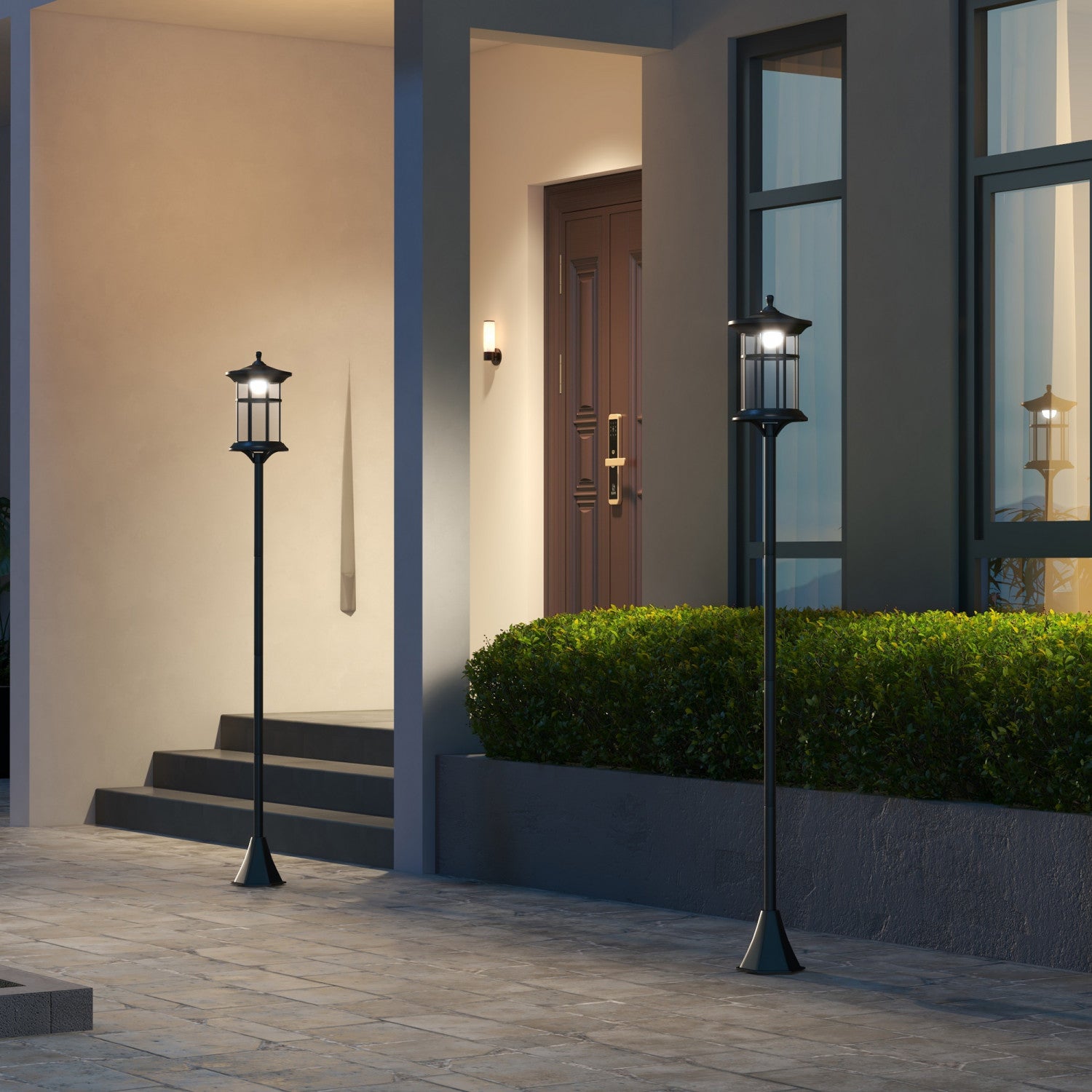 Outsunny 2-Pack 72-Inch IP44 LED Solar Post Lights for Outdoor Street Lighting