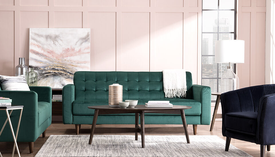 Devlin Velvet Sofa - Green