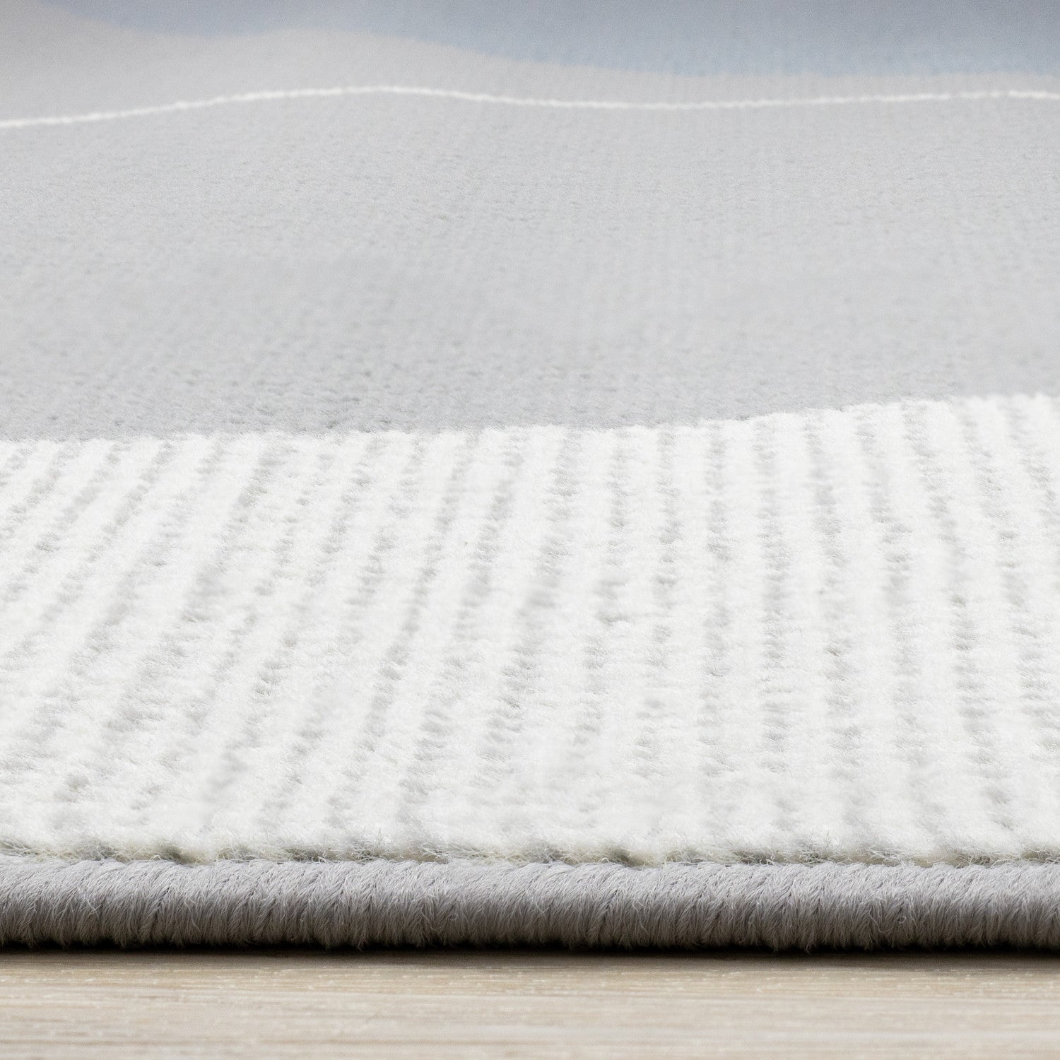 5'3" x 7'5" Geometric Area Rug in Forte Blue, Grey, and White with Half-Circles Design