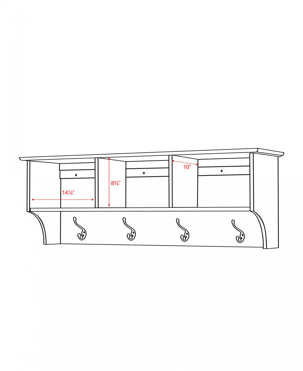 48-Inch Black Hanging Entryway Shelf - Ideal for Tablette murale d’entrée