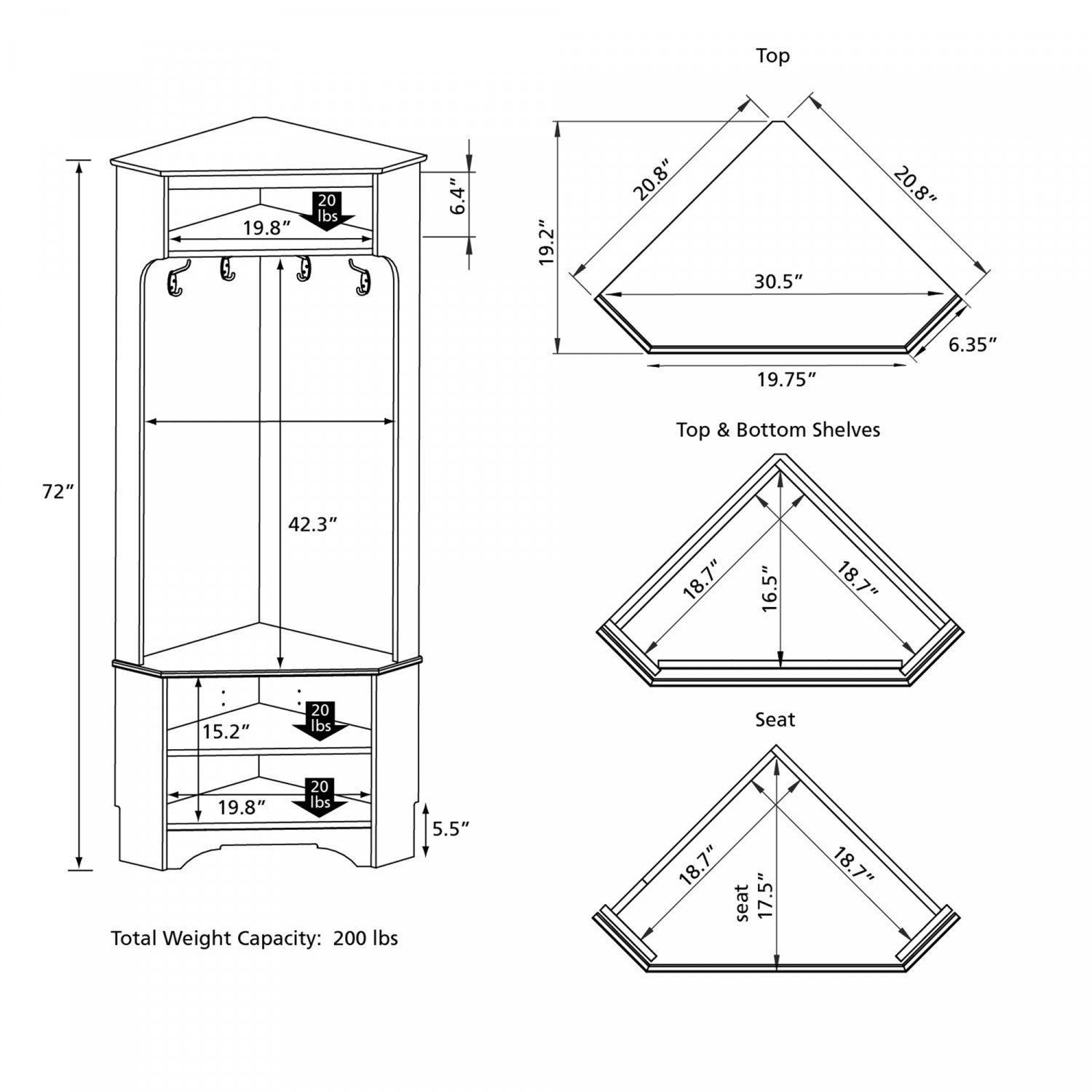 Prepac White Corner Hall Tree - A Stylish and Functional Portemanteau for Your Entryway