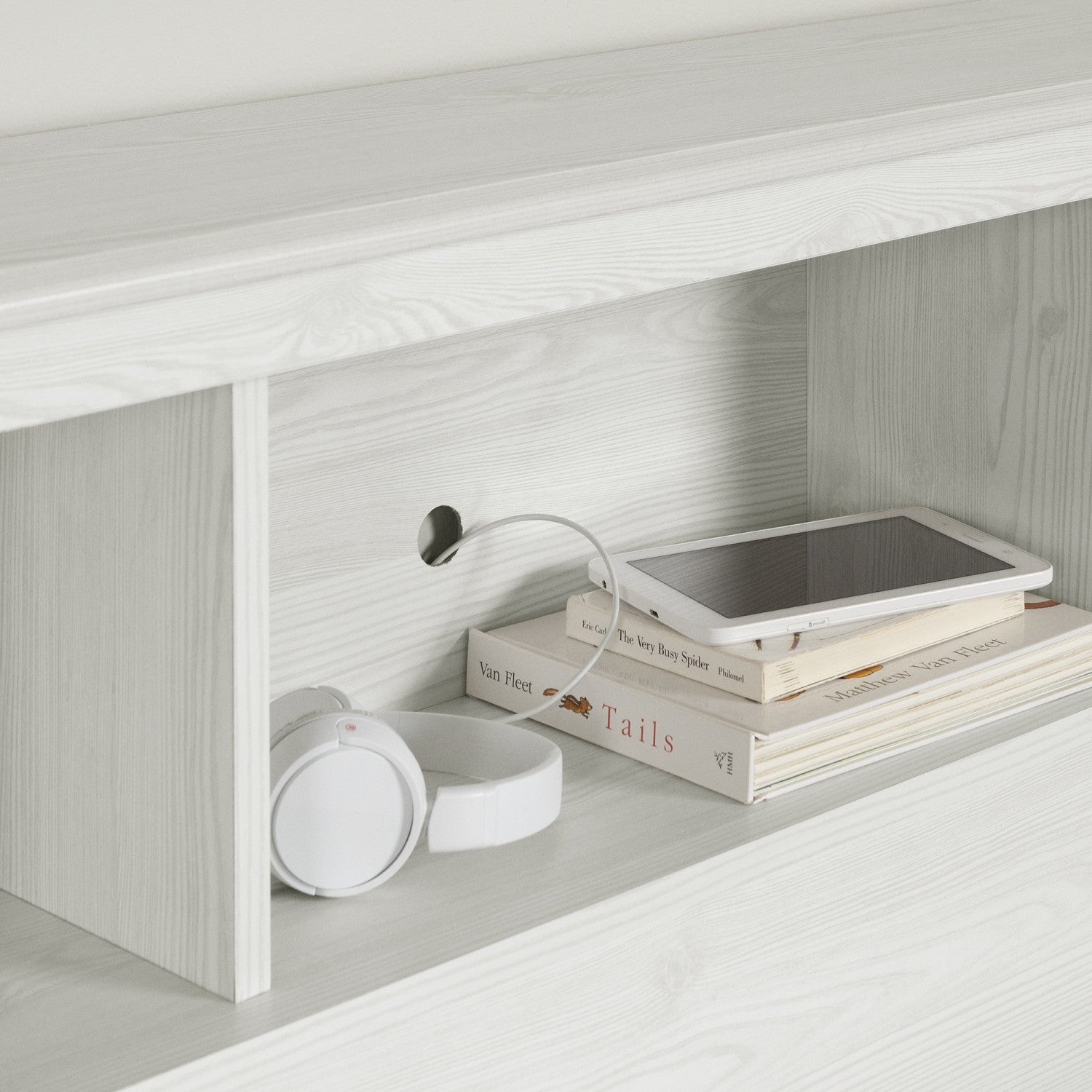Summer White Pine Twin Breeze Bookcase Headboard with Storage
