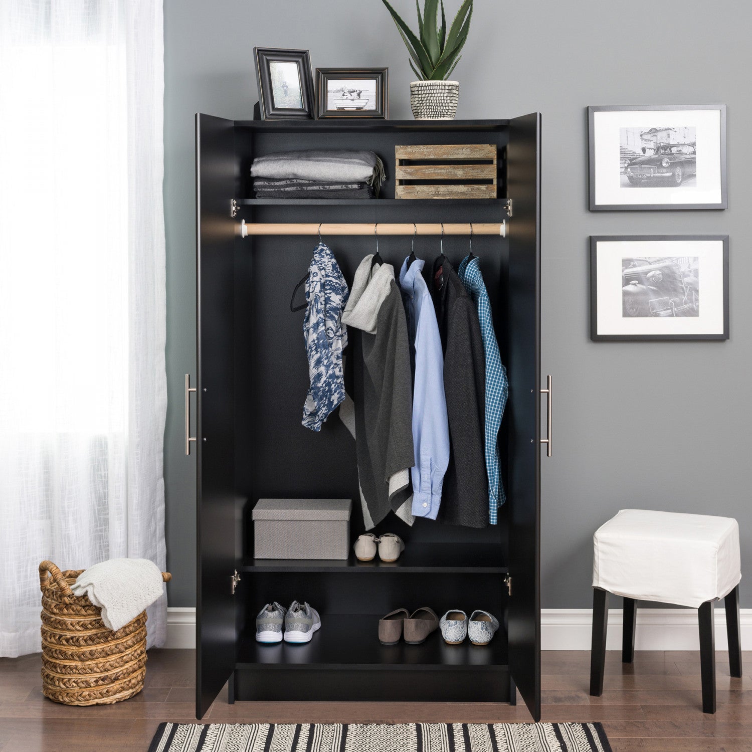 Black 32" Elite Wardrobe Cabinet - A Stylish Storage Solution
