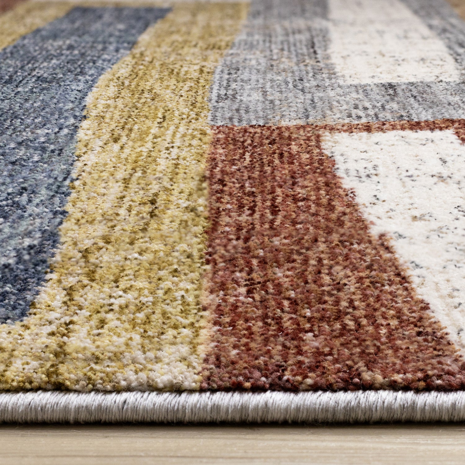 Sophisticated Macey Area Runner in Modern Grey, Blue, and Red - 2'0" x 7'10"