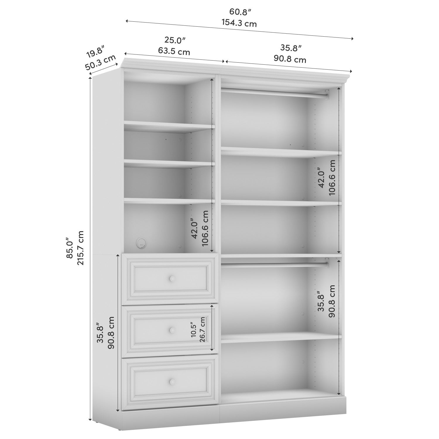 Bestar's 61 W White Versatile Closet Organizer System