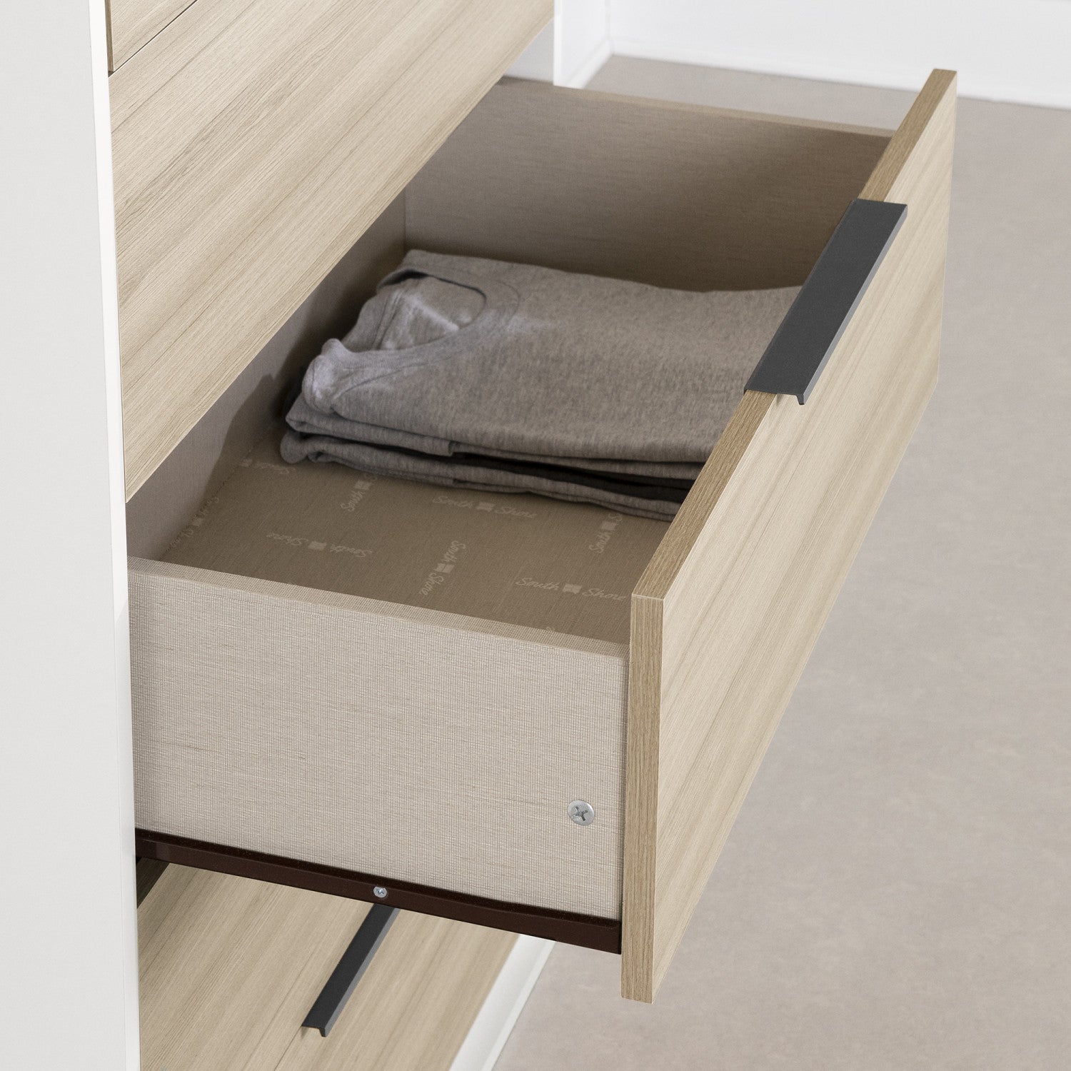 Hourra 5-Drawer Chest - Natural Elm and White Vertical Commode