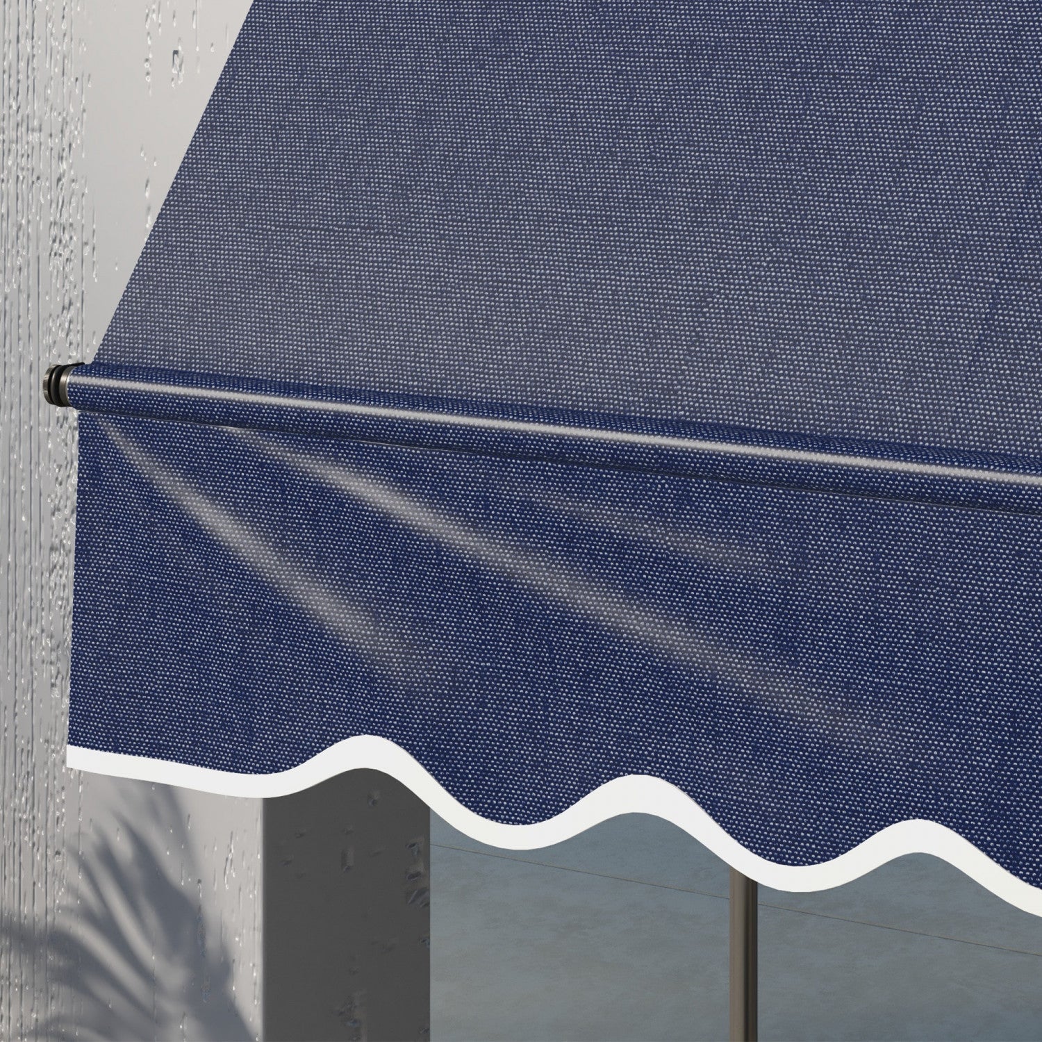 Outsunny 10-Foot by 3-Foot Retractable Freestanding Non-Screw Blue Awning