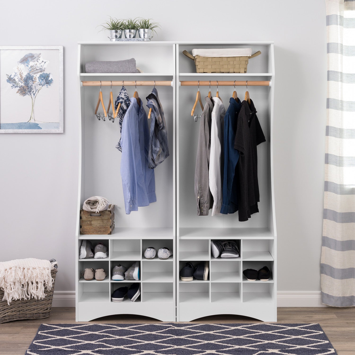 White Prepac Compact Wardrobe with Shoe Storage - Ideal for Saving Space