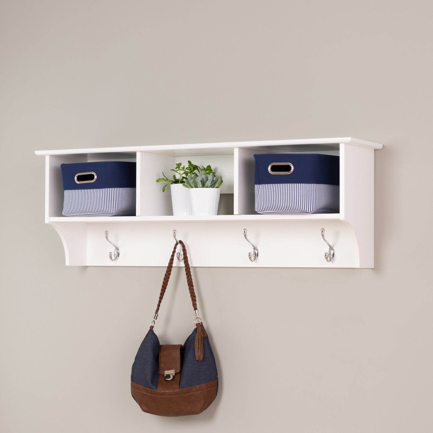 White 48-Inch Hanging Entryway Shelf - Ideal for Your Home's Foyer