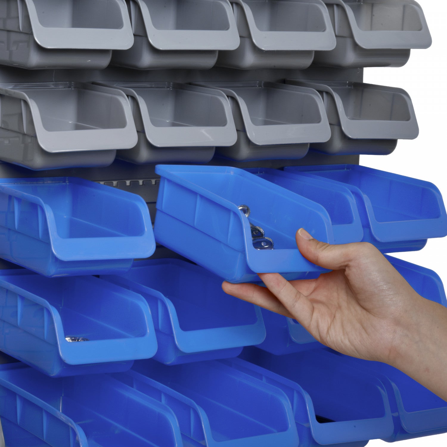 Durhand 44-Piece Blue Wall-Mounted Tool Storage Bins (Durhand Ensemble De Rangement D'outils Bleu)