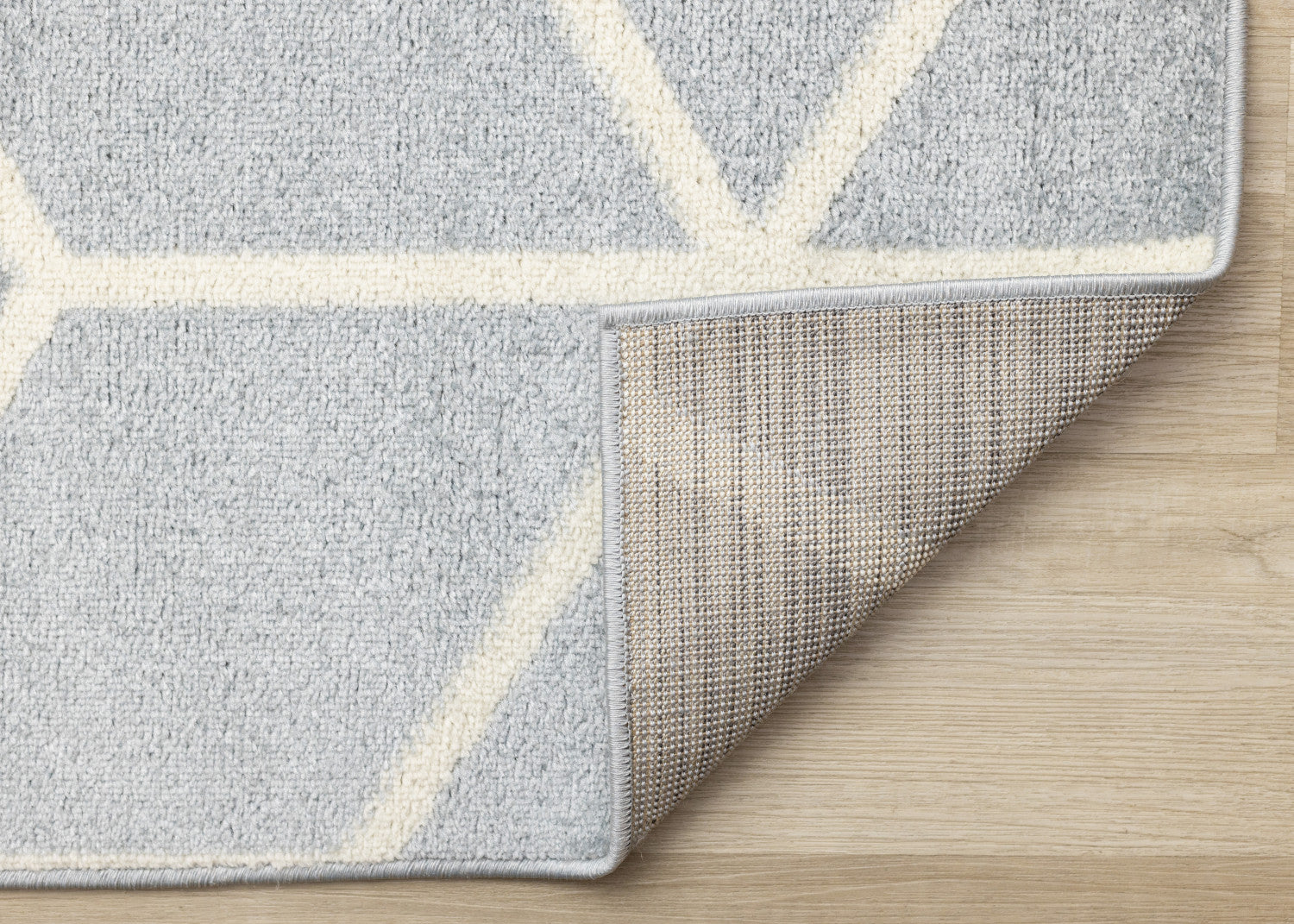 Modern Geometric Area Rug in Blue and Cream - Ellis Collection, 5'3" x 7'7"