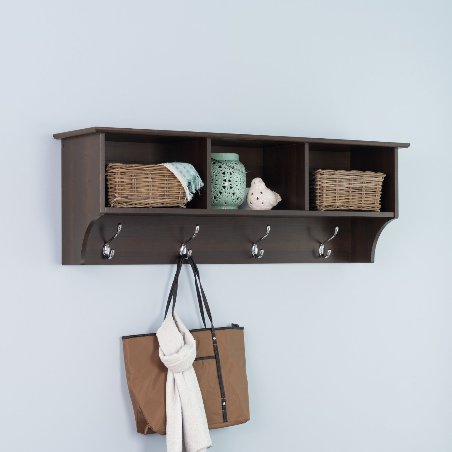Espresso 48-Inch Hanging Entryway Shelf - Ideal for Tablette murale d’entrée