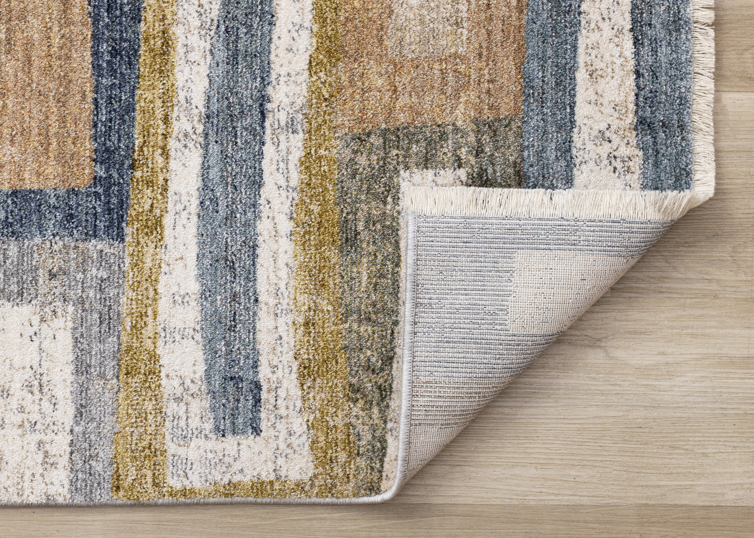 Sophisticated Macey Modern Area Rug in Grey, Blue, and Red - 5'3" x 7'10"