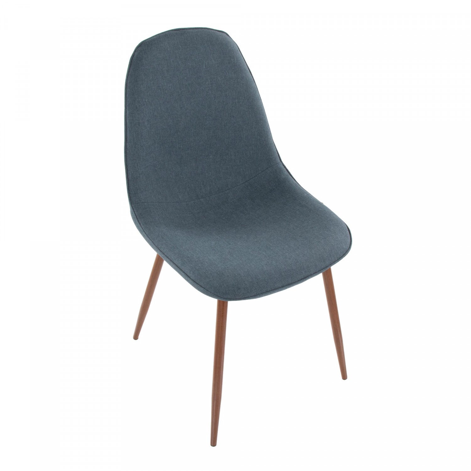 Set of 2 LumiSource Mid-Century Modern Dining Accent Chairs in Pebble Blue Fabric