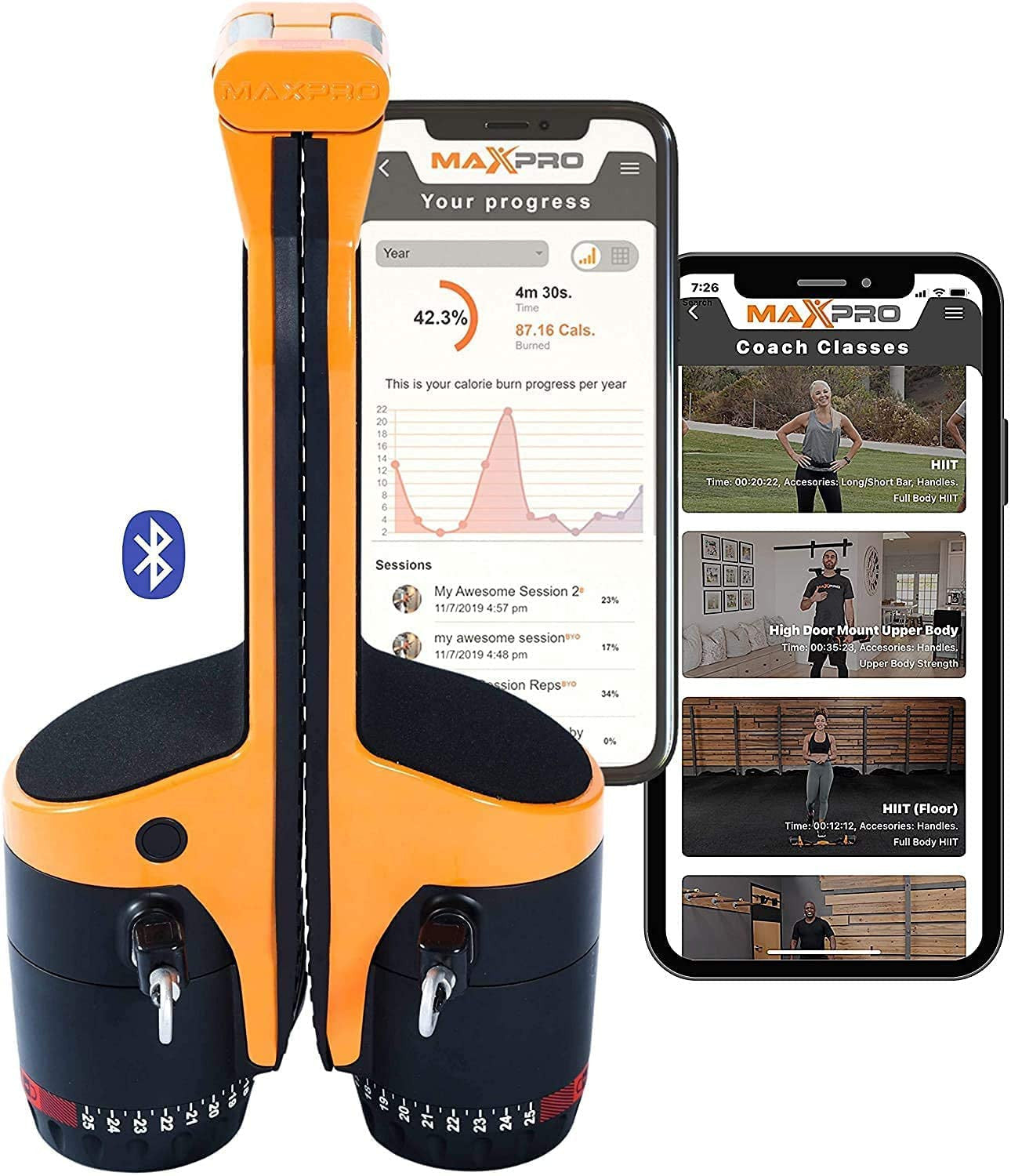 Maxpro Fitness All-in-One Portable Smart Cable Home Gym with Bluetooth - Build and Burn Calories