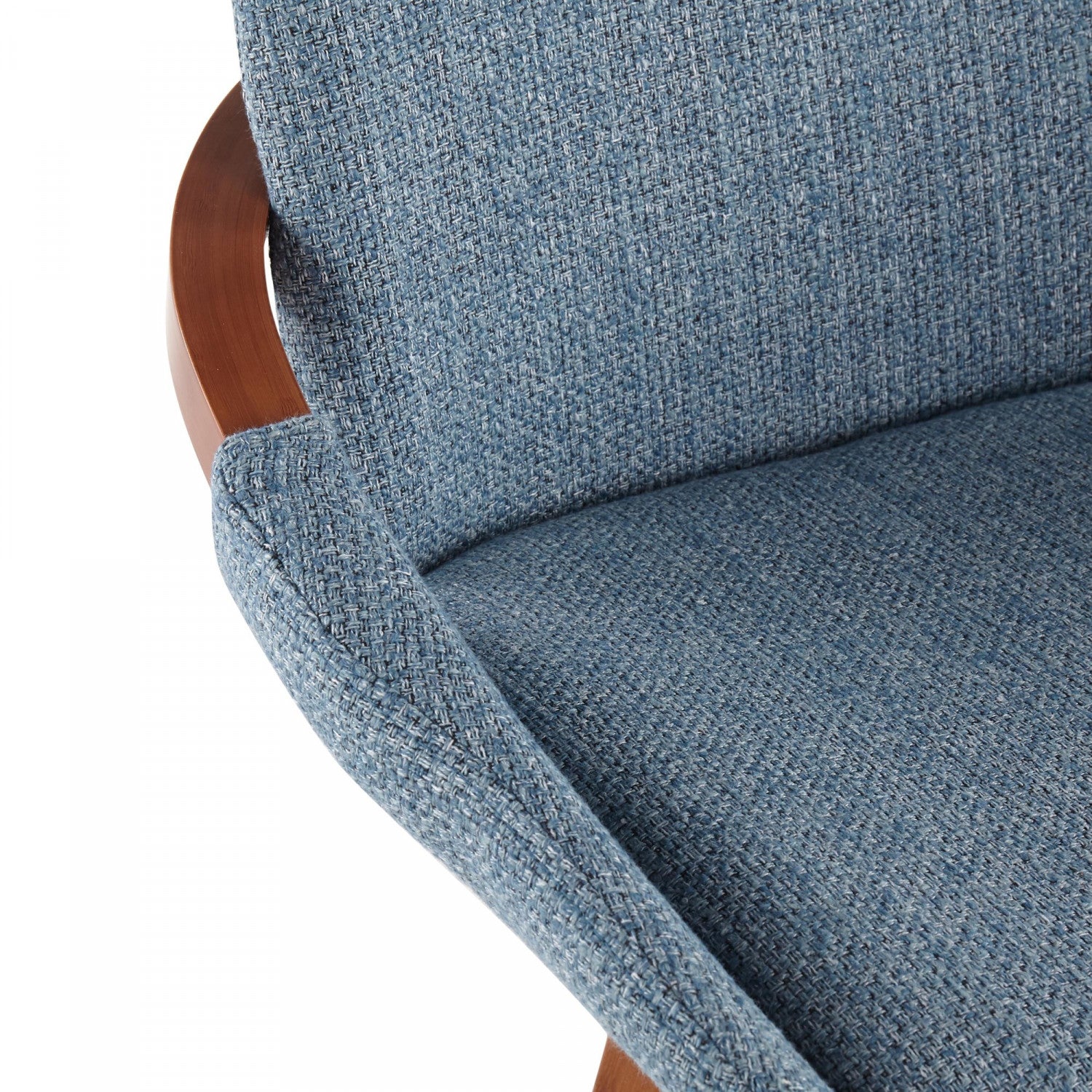 LumiSource Cosmo Mid-Century Counter-Height Stool in Walnut/Blue Fabric - A Stylish 20th Century Design