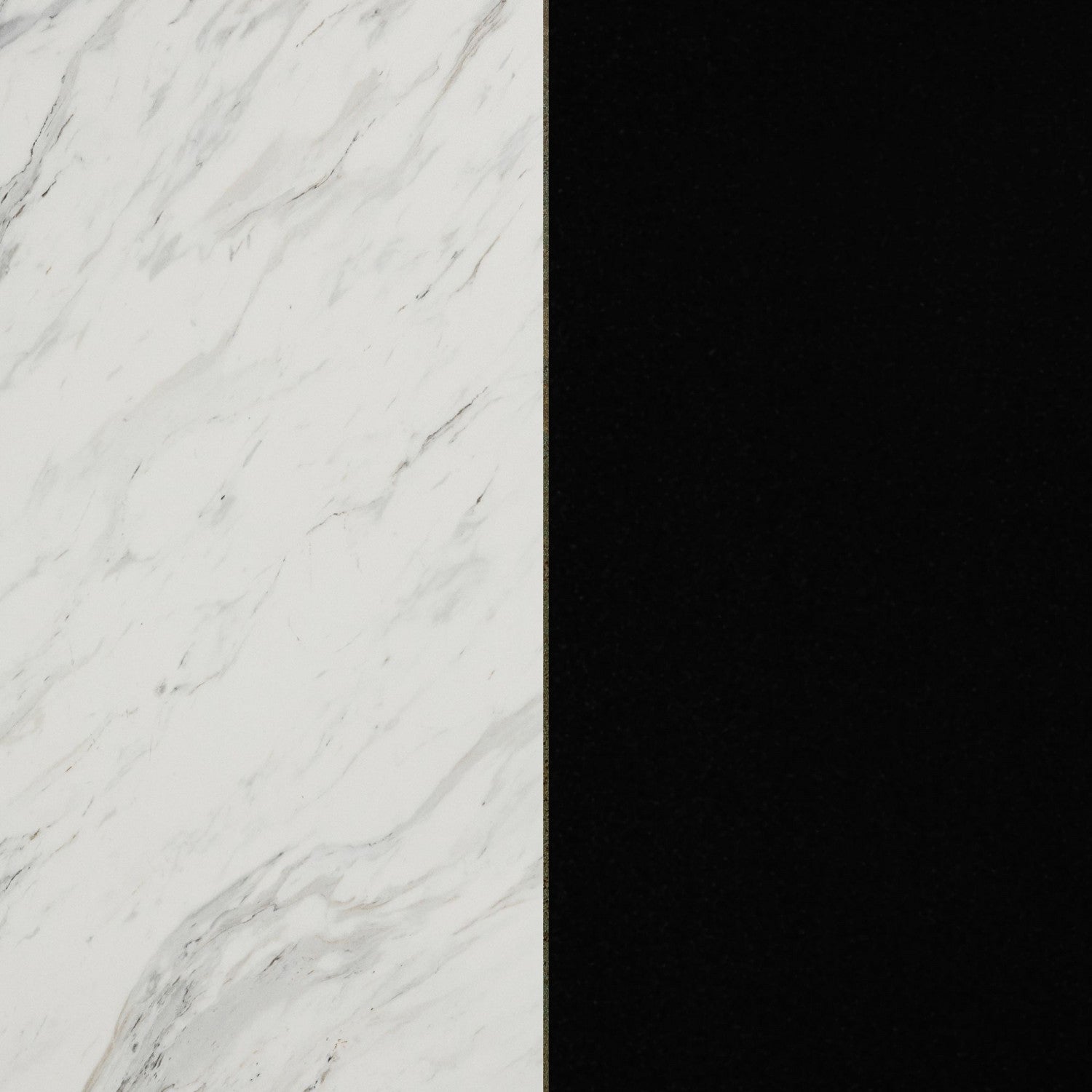 Matte Black & Faux White Marble Compact Kitchen Island with Storage - Olio