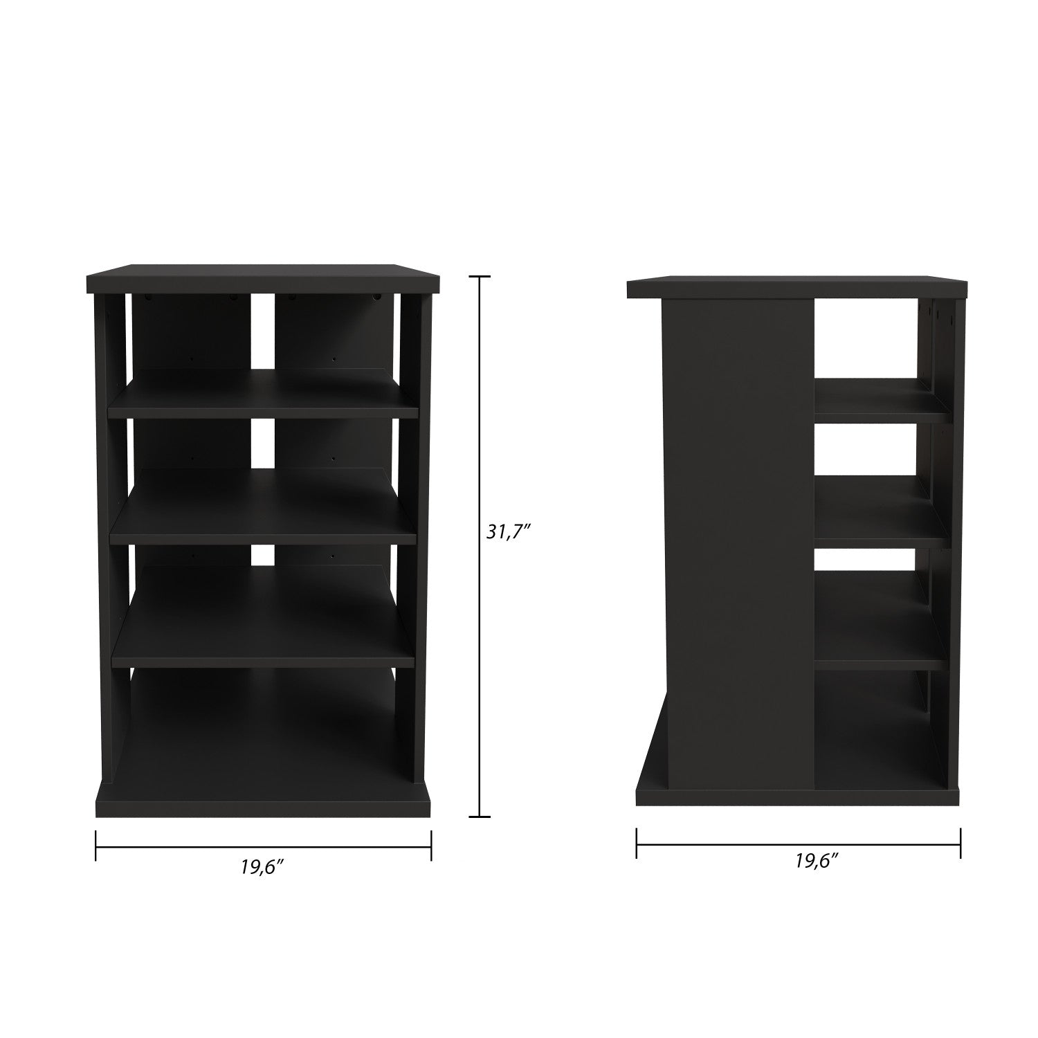 Nordika Jasper 4 - Shelf Black Audio Tower Bookcase