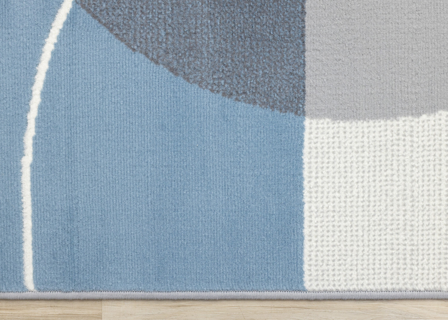 7'9" x 10'6" Geometric Area Rug in Forte Blue Grey White Half-Circles Design