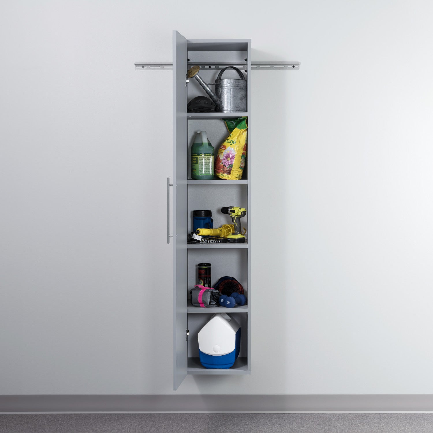 15" Narrow Light Grey Storage Cabinet by Hangups - Ideal for Tight Spaces