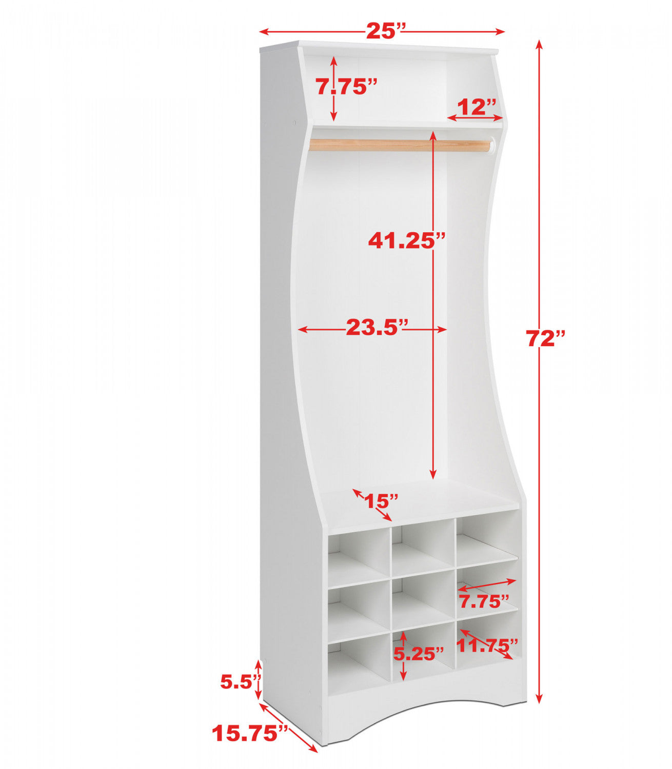 White Prepac Compact Wardrobe with Shoe Storage - Ideal for Saving Space