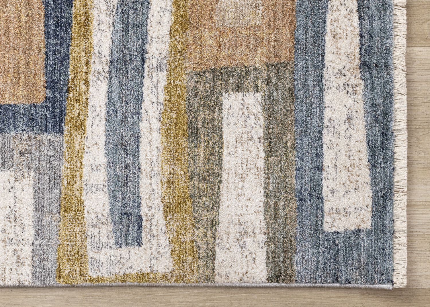 Sophisticated Macey Modern Area Rug in Grey, Blue, and Red - 5'3" x 7'10"