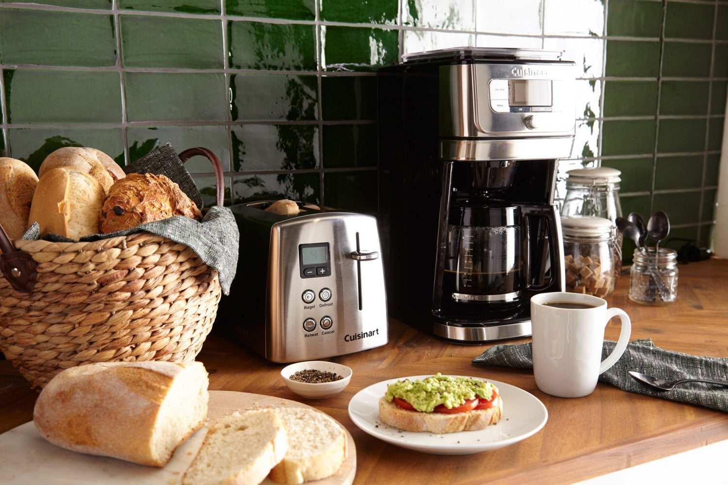 Assortment of Kitchen Appliances and Breads On A Kitchen Counter
