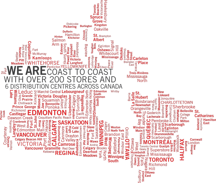 Canada Map with Brick Stores