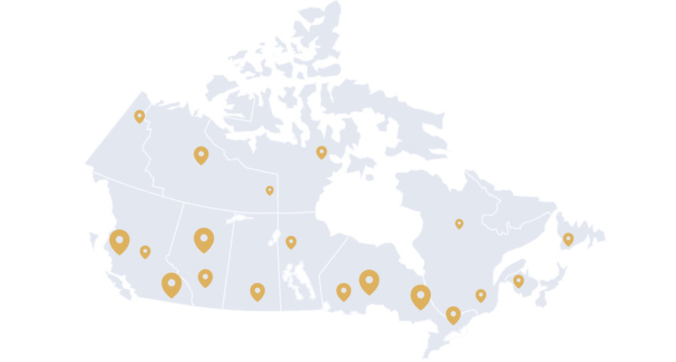 Canada Map with Brick Stores