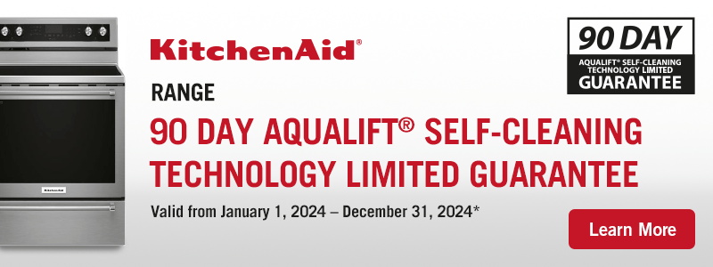 KitchenAid Range 90 Day Aqualift Self-Cleaning Technology Limited Guarantee!