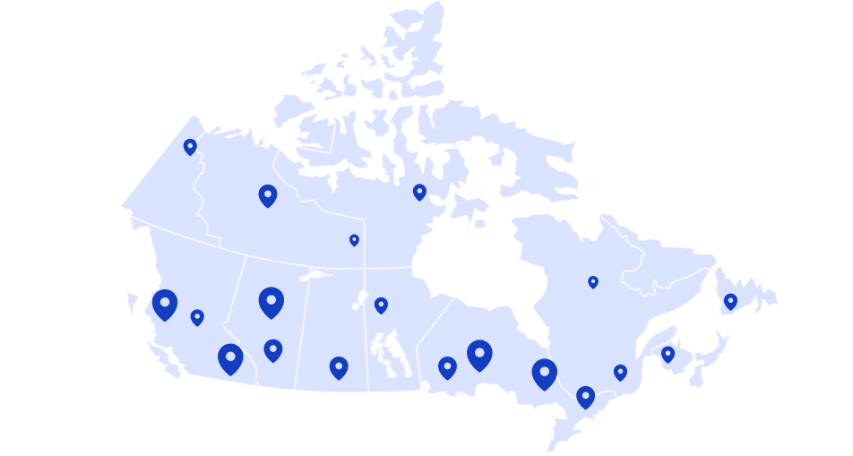 Canada Map with Brick Stores