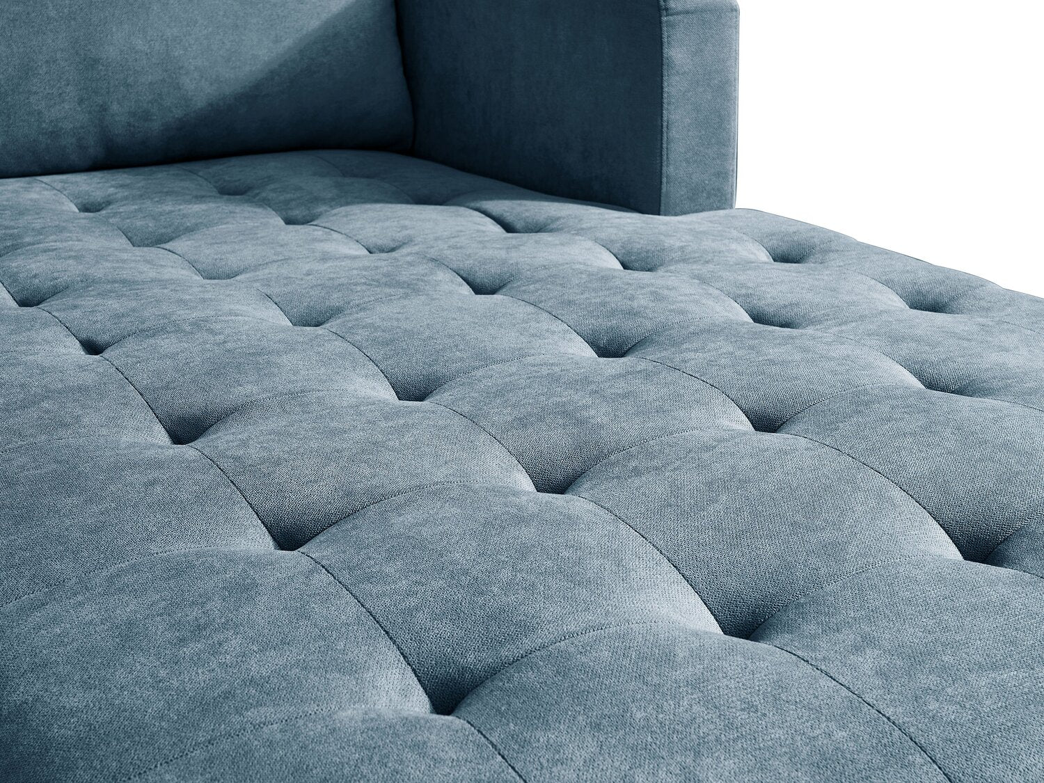 Denim Blue Metro 2-Piece Right-Facing Fabric Sectional with Chaise and Tufted Seat Cushions