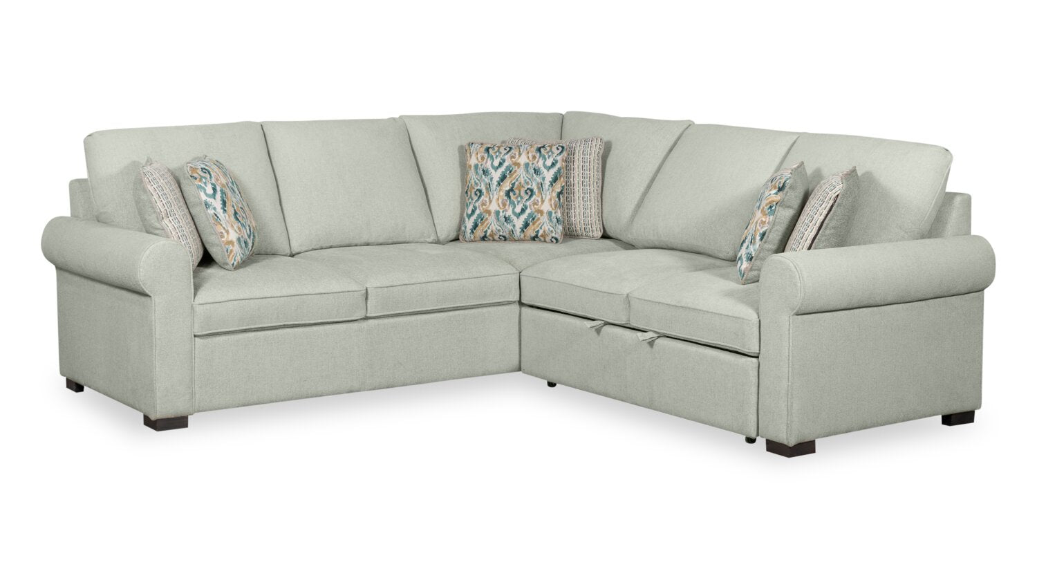 Scott Living Haven 3 - Piece Seafoam Blue Chenille Fabric Sleeper Sectional