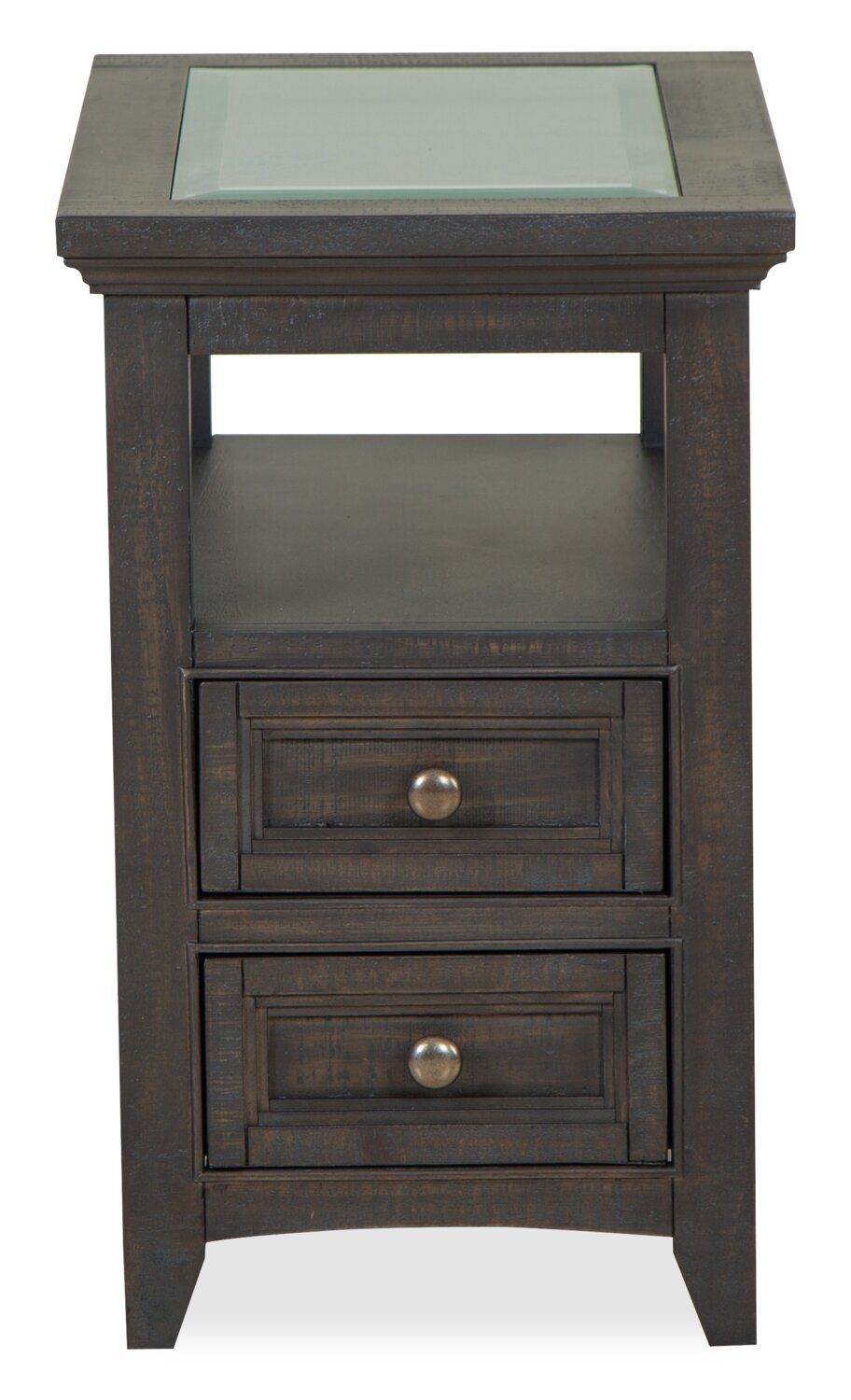 15-Inch Traditional Pine Chairside Table with Storage in Graphite - Hanson