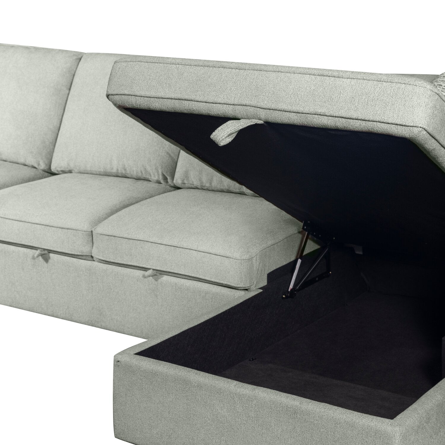 Scott Living Haven Left-Facing 3-Piece Chenille Fabric Cuddler Sleeper Sectional with Storage in Seafoam Blue