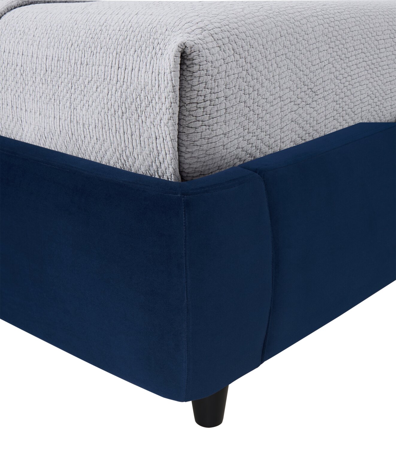 King-Size Mave Upholstered Platform Bed in Luxurious Blue Velvet Fabric