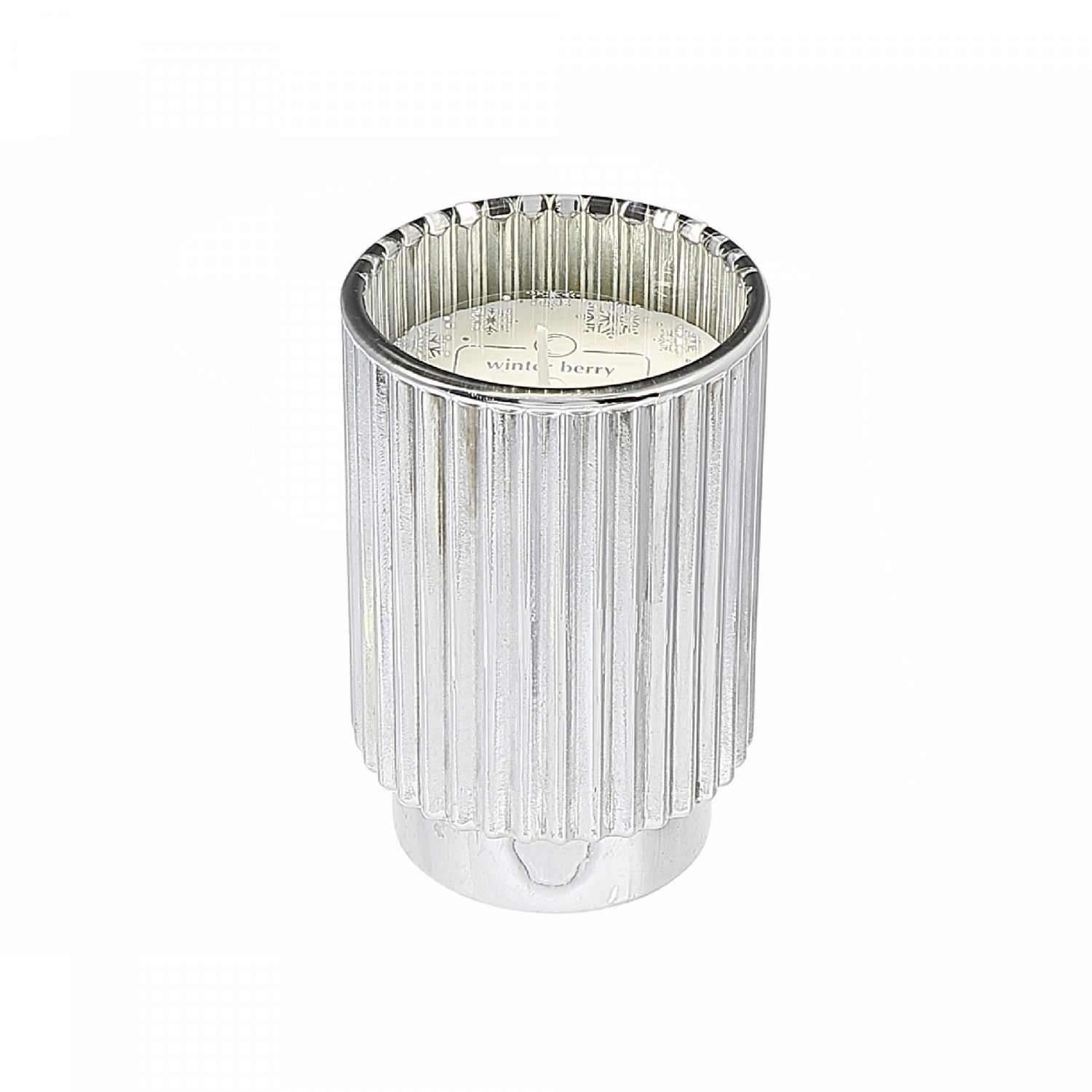 11.3oz Silver Electroplated Ribbed Scented Candle in Winter Berry Aroma