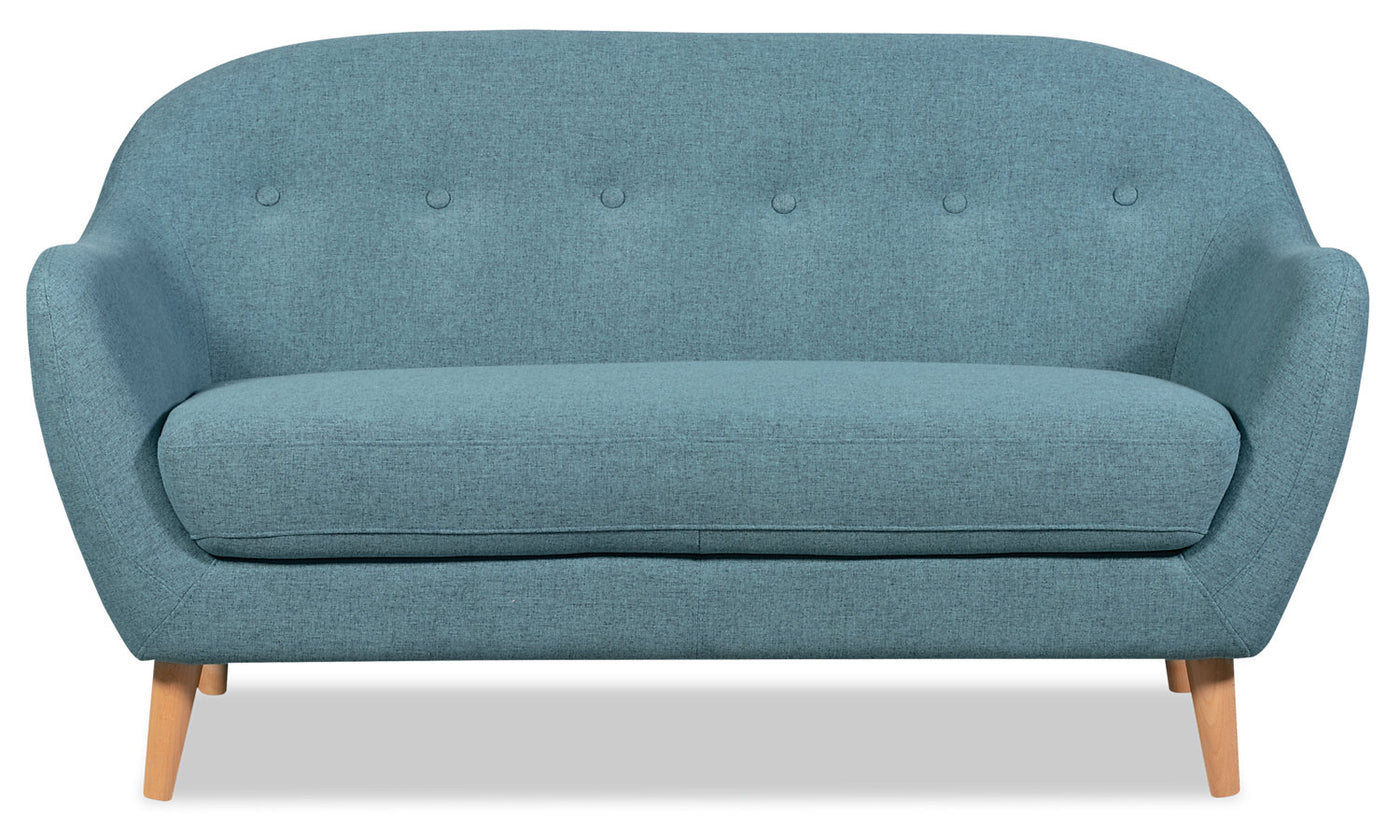 Calla Linen Look Fabric Loveseat Blue