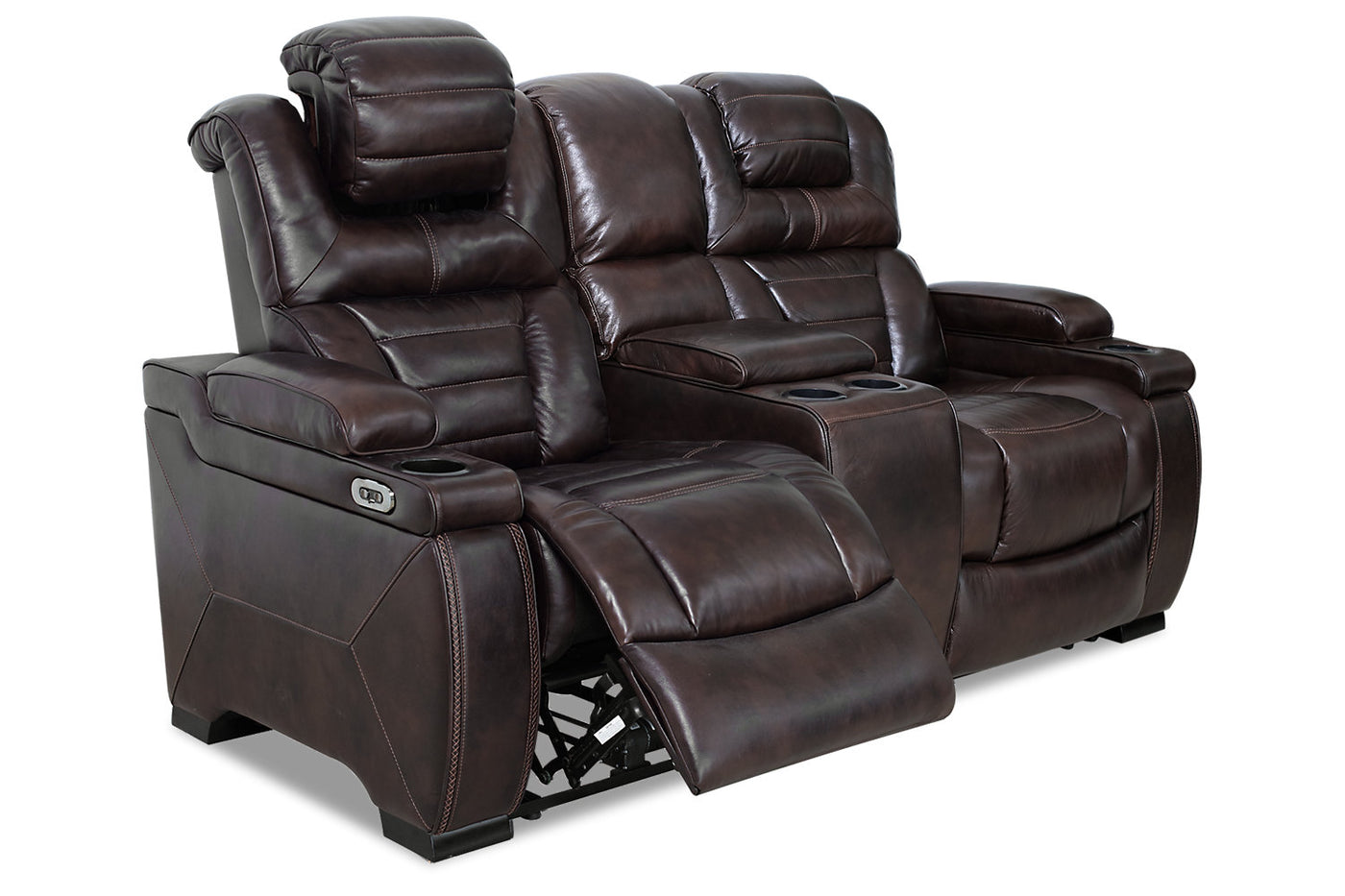 hugo genuine leather power reclining sofa