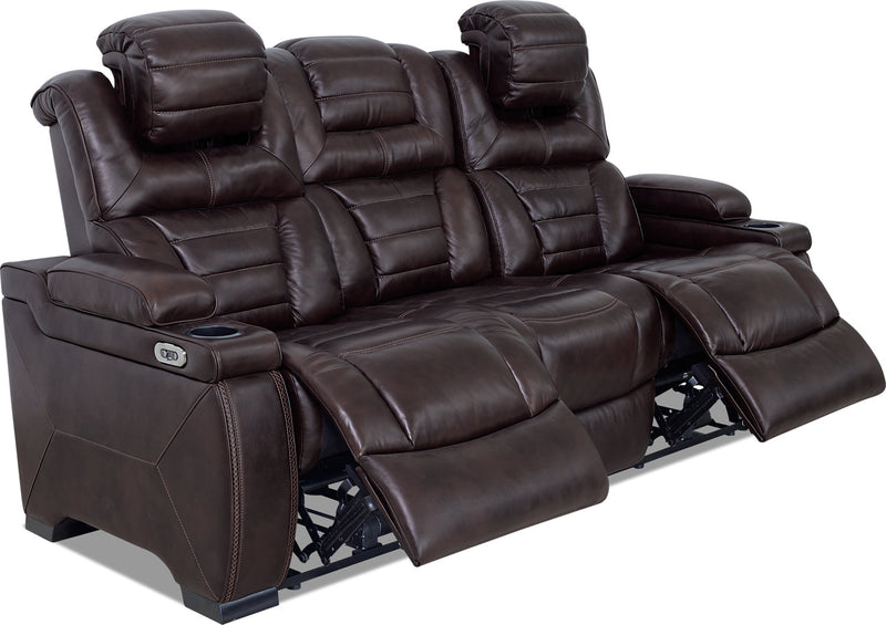 hugo genuine leather power reclining sofa