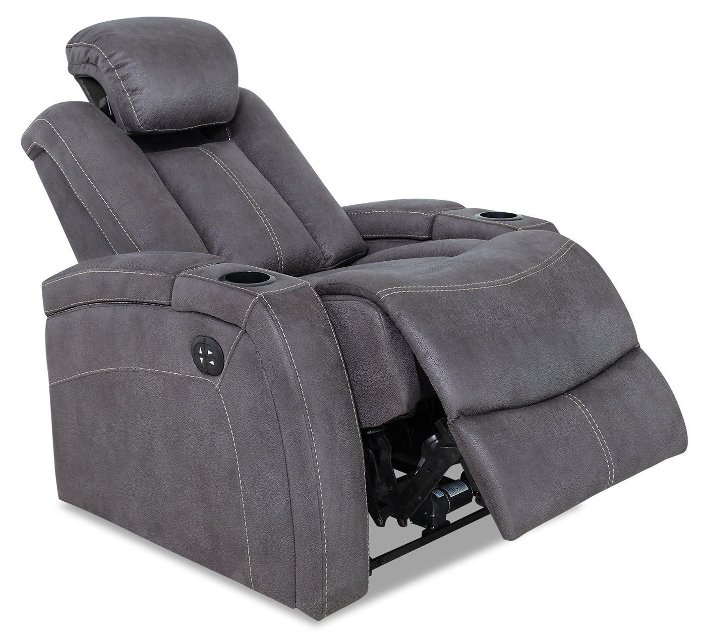 Ross Faux Suede Power Recliner Pewter The Brick