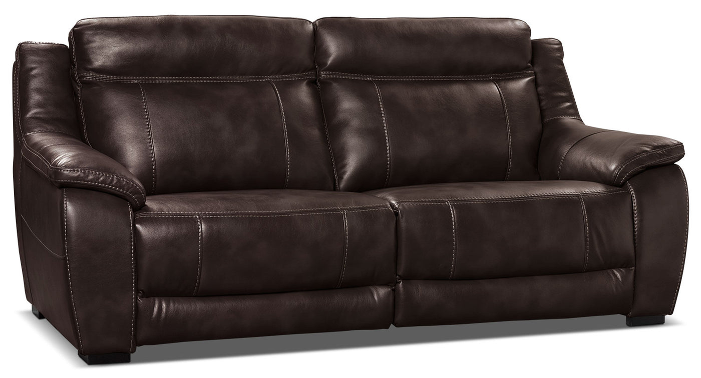 Novo Leather-Look Fabric Sofa - Brown | The Brick