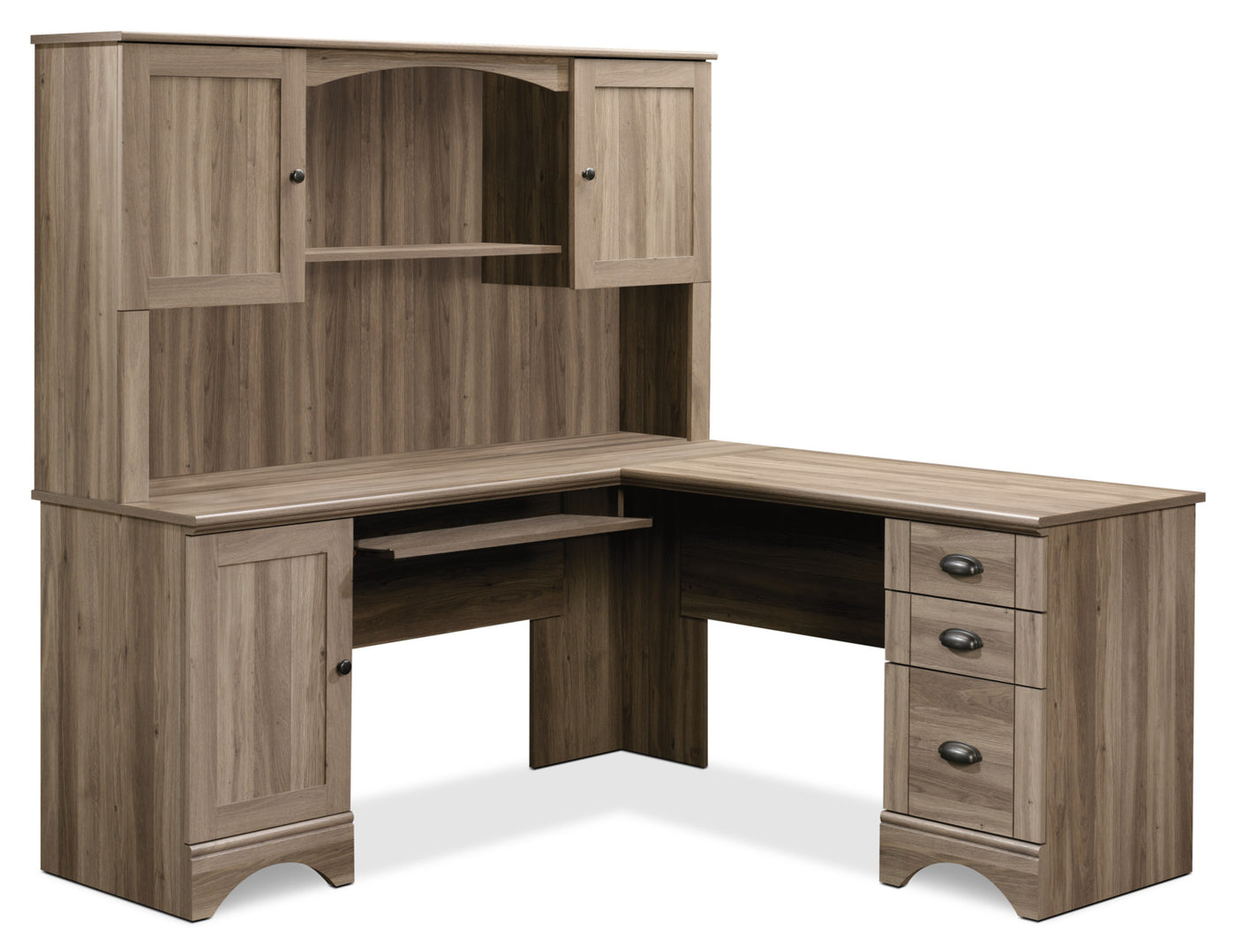 Harbor View Corner Desk With Hutch Salt Oak The Brick